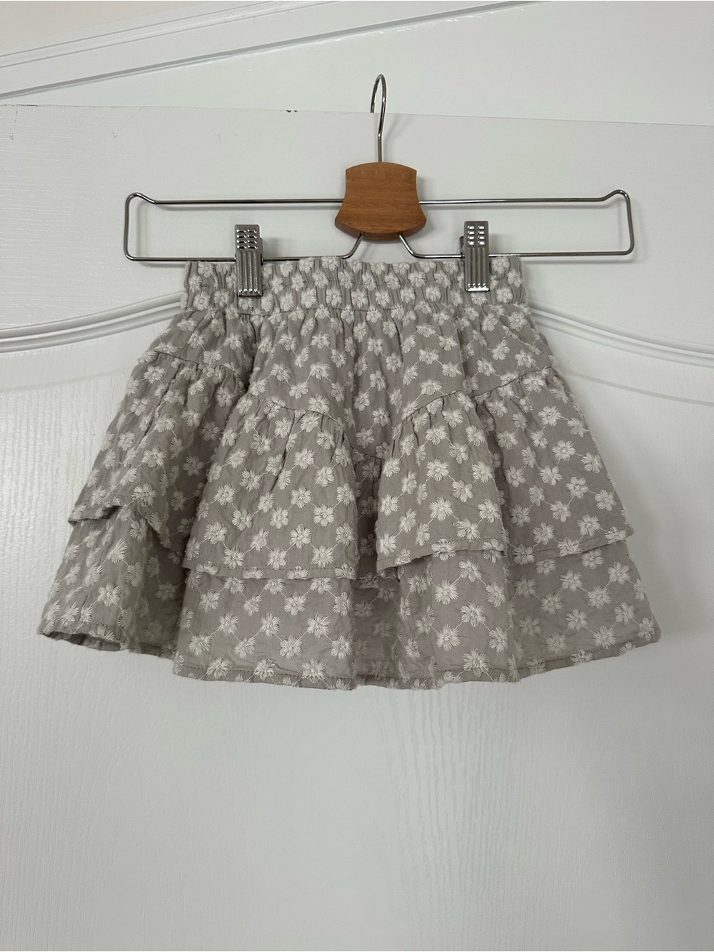 Rylee + Cru kids tiered mini skirt with shorts underneath, Seafoam size 8-9
